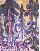 Ernst Ludwig Kirchner Wod-cart in forest oil painting artist
